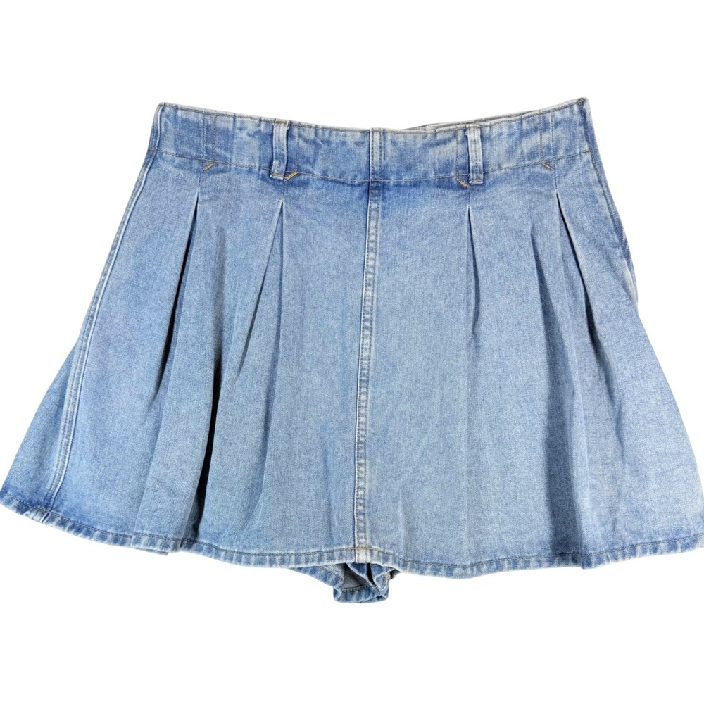 Wishlist Denim Skort Pleated Mini Skirt Womens Medium High Waist Skater Blue